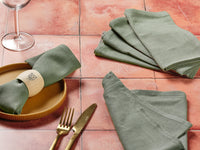 Serviette de table - 6 pièces - Lin et coton vert de gris