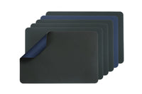 Set de table rectangulaire réversible - 6 pièces - Cuir recyclé bleu nuit et gris anthracite