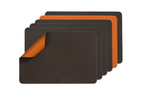 Set de table rectangulaire réversible - 6 pièces - Cuir recyclé orange et chocolat