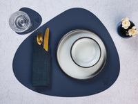 Set de table curve réversible - 6 pièces - Cuir recyclé bleu nuit et gris anthracite